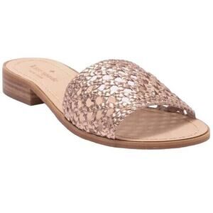 Kate Spade Berlin Woven Leather Sandals Slides Flat Sandal Size 8.5 Rose Gold